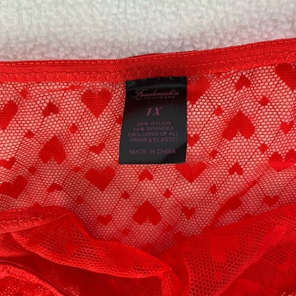 Frederick's Of Hollywood Size 1X Red Maree Hearts Lace Love Panty NWT - Picture 6 of 9